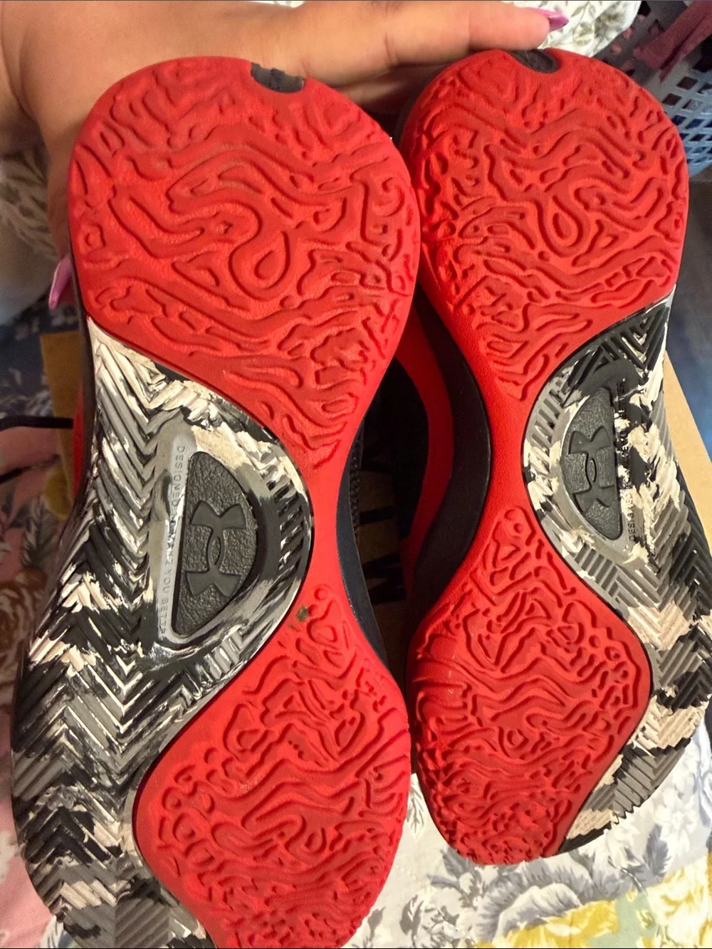 Under Armour Red and Black Basketball Sneakers